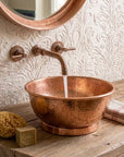 Hammered Copper Oval Vessel Sink – Rustic Bathroom Basin