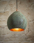 Verdigris Copper Dome Pendant Light – Handmade Rustic Hanging Lamp