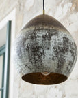 Handmade Oxidized Copper Teardrop Pendant Light – Rustic Ceiling Lamp