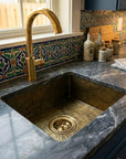 Hammered Antique Brass Prep Sink for Luxury Kitchen Countertops