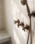 Aged Copper Rain Shower System with Handheld Sprayer