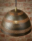Handmade Hammered Copper Dome Pendant Light with Cutout Shade