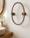 Aged Copper Oval Towel Holder for Rustic Bathroom Walls