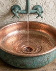 Verdigris Copper Vessel Sink – Round Moroccan Bathroom Basin