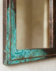 Handmade Verdigris Copper Wall Mirror – Hammered Rustic Frame