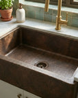 Dark Hammered Copper Farmhouse Apron Kitchen Sink