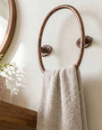 Aged Copper Oval Towel Holder for Rustic Bathroom Walls