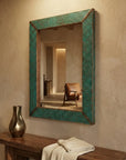 Verdigris Copper Wall Mirror – Rustic Hammered Vanity Decor