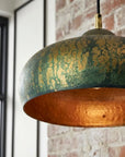 Handmade Verdigris Copper Pendant Lamp for Kitchen Island