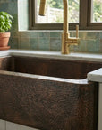 Dark Hammered Copper Farmhouse Apron Kitchen Sink