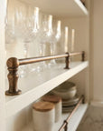 Burnished Copper Shelf Guard Rail for Kitchen Cabinets