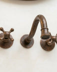 Aged Copper Wall Faucet with Vintage Cross Handles