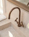 Handcrafted Oil Rubbed Bronze Bathroom Faucet with Cross Handles