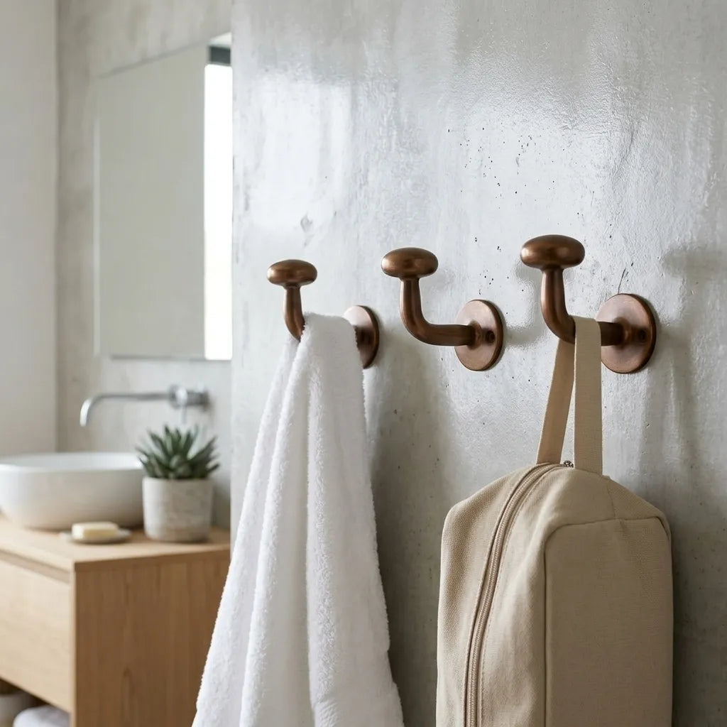 Solid Copper Mushroom Wall Hook for Robes & Towels