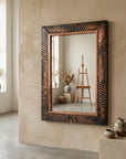 Patina Copper Rectangular Mirror – Artisan Bathroom Wall Accent