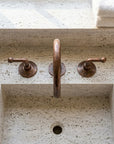 Handmade Aged Copper Bridge Bathroom Faucet with Gooseneck Spout