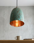 Handcrafted Verdigris Copper Bell Pendant Light for Rustic Interiors