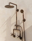 Vintage Copper Exposed Shower Set with Rain Head & Handset