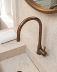 Rustic Solid Copper Vanity Faucet with Curved Spout