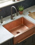 Copper Farmhouse Kitchen Sink with Front Towel Bar
