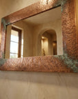 Hammered Copper Wall Mirror – Rustic Patina Vanity Frame