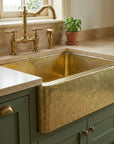 Handmade Hammered Brass Farmhouse Kitchen Sink with Apron Front