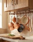 Aged Copper Under Cabinet Pot Rail with S Hooks