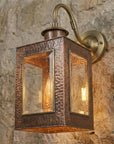 Handcrafted Copper Lantern Wall Sconce with Brass Gooseneck Arm