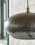 Handmade Oxidized Copper Pendant Light – Rustic Hammered Ceiling Lamp