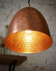 Set of 2 Handmade Hammered Copper Pendant Lights for Kitchen Island