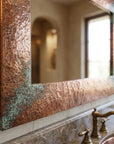 Hammered Copper Wall Mirror – Rustic Patina Vanity Frame
