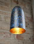 Handmade Blue Patina Copper Pendant Light – Rustic Hammered Ceiling Lamp