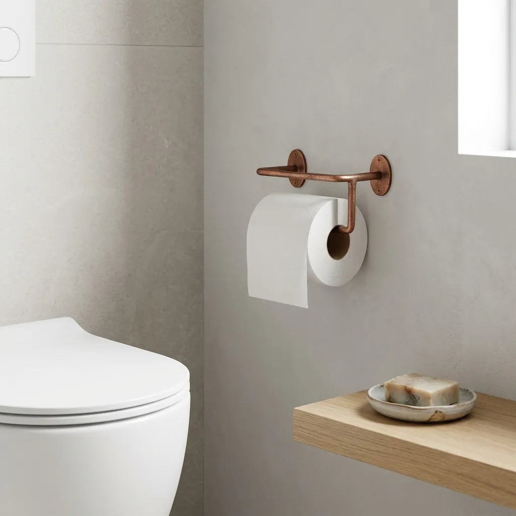 Aged Copper Toilet Paper Holder – Rustic Wall Mount Bath Hardware