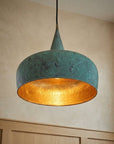 Handmade Verdigris Copper Pendant Light – Oxidized Dome Ceiling Lamp