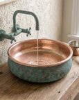 Verdigris Copper Vessel Sink – Round Moroccan Bathroom Basin