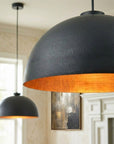 Handmade Black Hammered Copper Dome Pendant Light