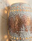Handmade White Patina Copper Wall Sconce – Hammered Rustic Light