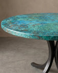 Verdigris Copper Coffee Table with Curved Artisan Base