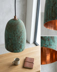 Handcrafted Verdigris Copper Bell Pendant Light for Rustic Interiors