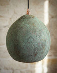 Verdigris Copper Dome Pendant Light – Handmade Rustic Hanging Lamp