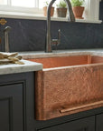 Copper Farmhouse Kitchen Sink with Front Towel Bar