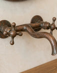 Aged Copper Wall Faucet – Vintage Cross Handle Sink Tap
