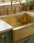 Handmade Hammered Brass Farmhouse Kitchen Sink with Apron Front