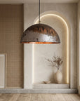 Handcrafted Aged Copper Dome Pendant Light for Kitchen Island