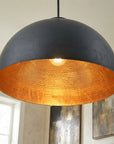 Handmade Black Hammered Copper Dome Pendant Light