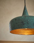 Handmade Verdigris Copper Pendant Light – Oxidized Dome Ceiling Lamp