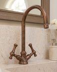Handcrafted Oil Rubbed Bronze Bathroom Faucet with Cross Handles