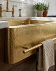 Handmade Hammered Brass Apron Front Kitchen Sink with Towel Bar
