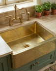 Handmade Hammered Brass Farmhouse Kitchen Sink with Apron Front
