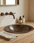 Copper Bathroom Sink Hammered Drop-In Basin – Round Vanity Sink